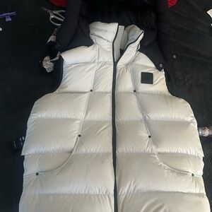 Moose knuckle White Puffer Vest with Hood